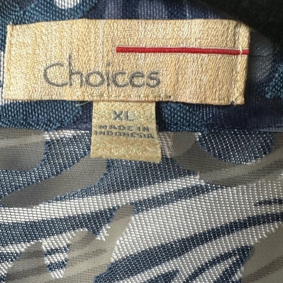 Vintage Choices Women’s Blue White Linen Blend Blouse Size XL - Picture 3 of 8